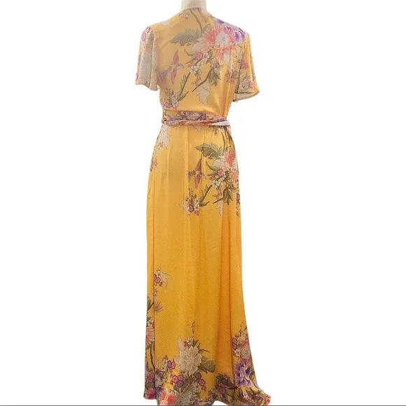 Spell and the Gypsy Blue Skies Yellow Maxi Wrap Dress Size M NWT - Picture 11 of 16